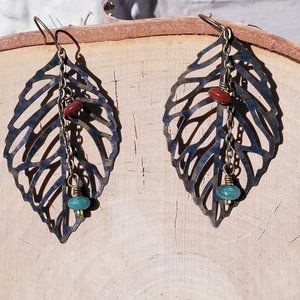 Eclectic Earth Gold Leaf Beaded Earrings